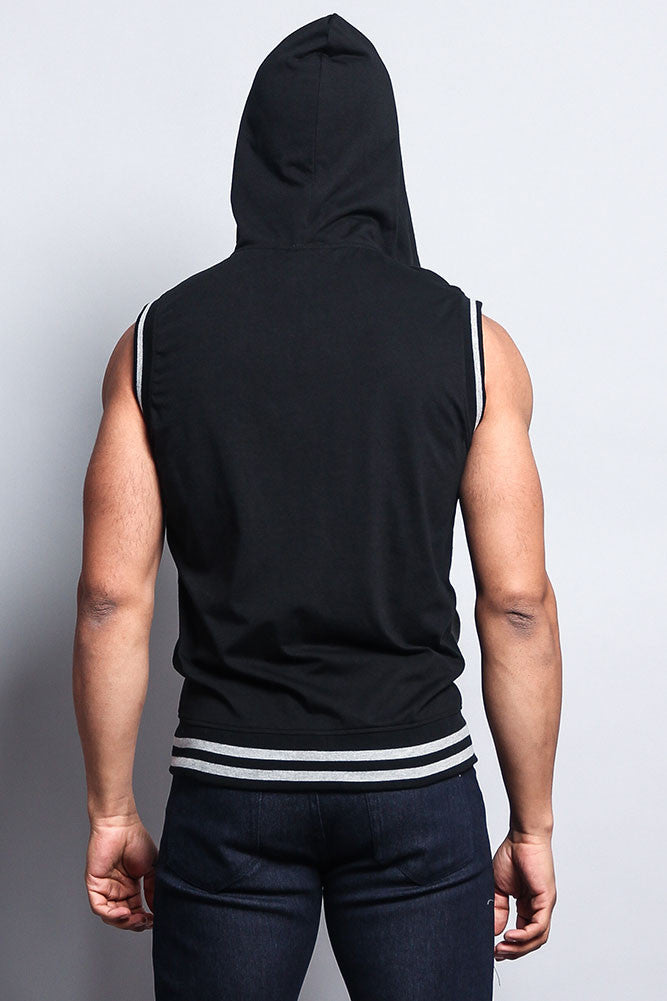 Lightweight Sleeveless Contrast Hoodie