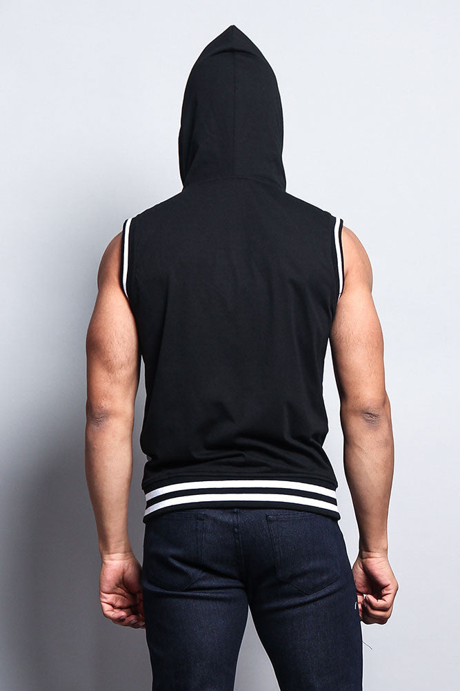 Lightweight Sleeveless Contrast Hoodie