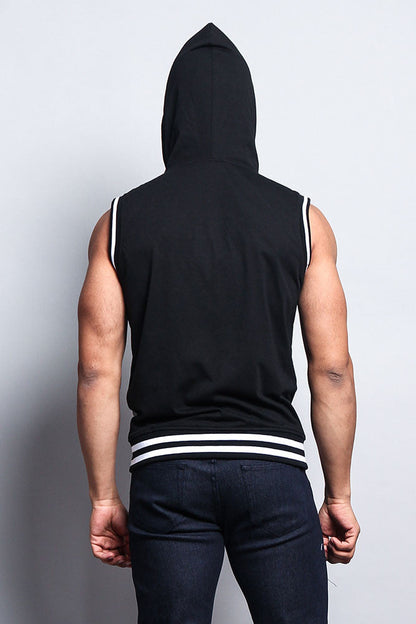 Lightweight Sleeveless Contrast Hoodie