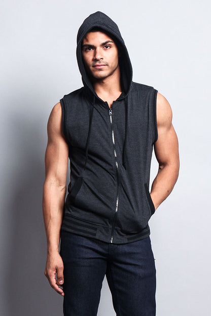 Lightweight Sleeveless Contrast Hoodie