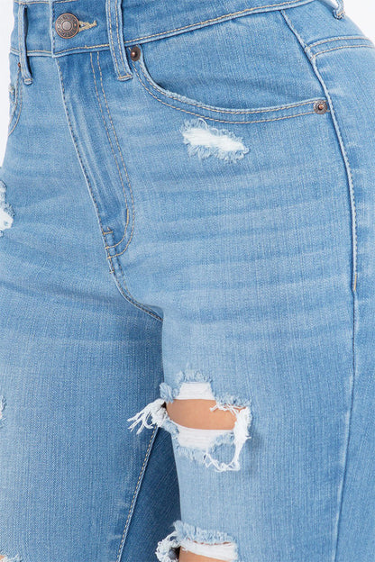 Women's Essential Unreleased Hem High Waist Distressed Skinny Jeans