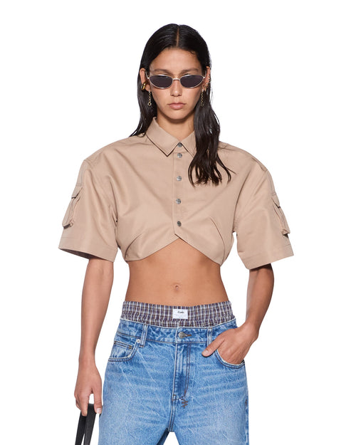 BARKER CROP SS SHIRT TAN