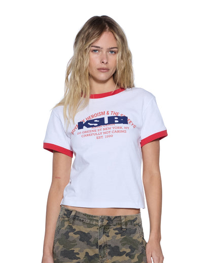 VARSITY SHRUNKEN SS TEE WHITE