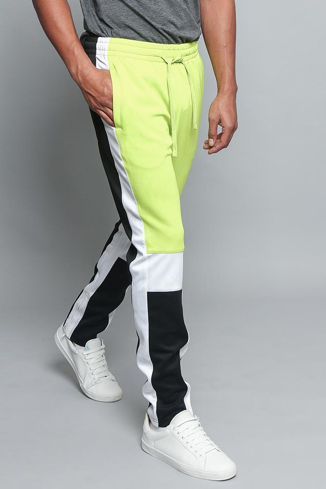 Tri Colored Color Blocked Track Pants