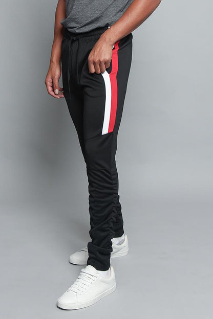 Scrunched Bungee Double Striped Track Pants
