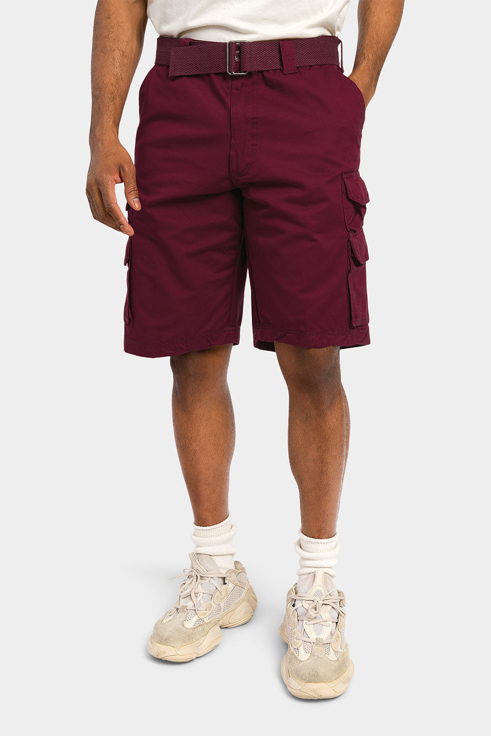 Essential Solid Relaxed Fit Chino Cargo Shorts