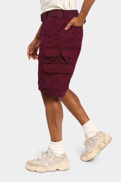 Essential Solid Relaxed Fit Chino Cargo Shorts