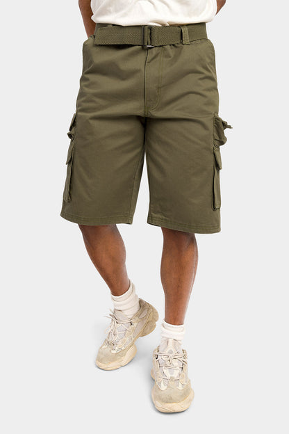 Essential Solid Relaxed Fit Chino Cargo Shorts