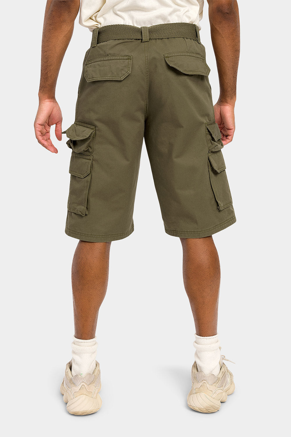 Essential Solid Relaxed Fit Chino Cargo Shorts