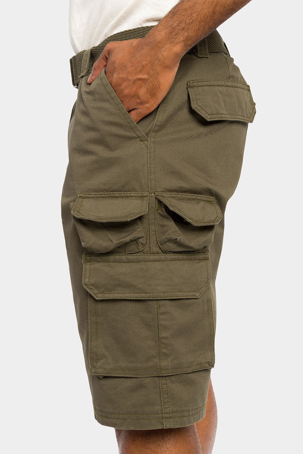 Essential Solid Relaxed Fit Chino Cargo Shorts