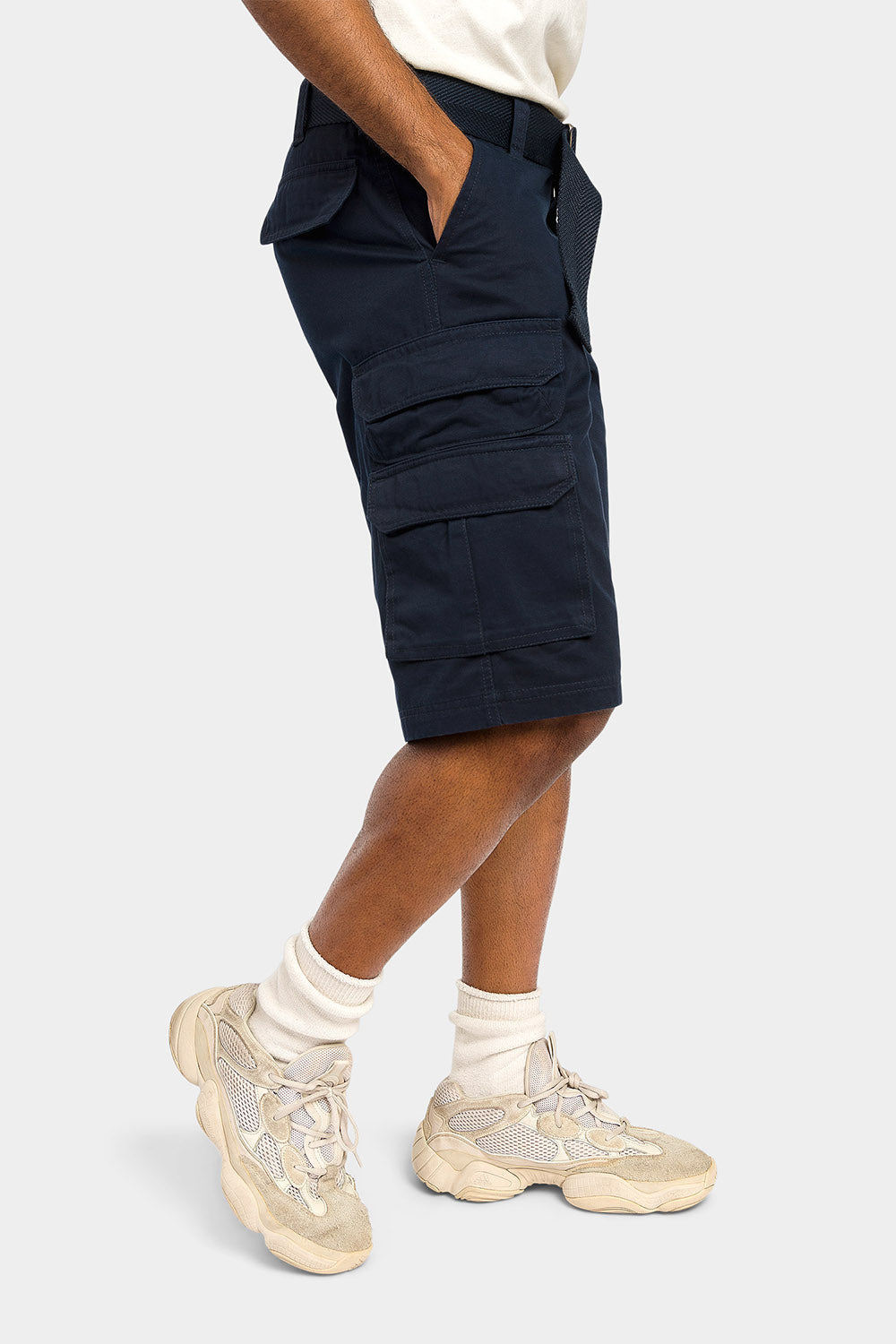 Essential Solid Relaxed Fit Chino Cargo Shorts