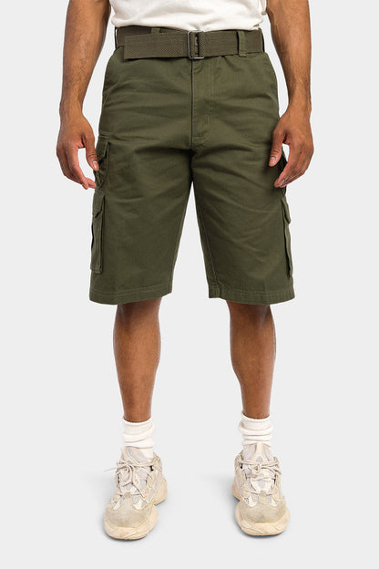 Essential Solid Relaxed Fit Chino Cargo Shorts