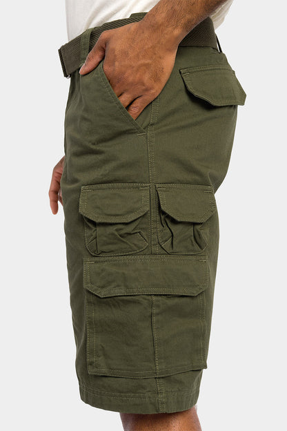 Essential Solid Relaxed Fit Chino Cargo Shorts