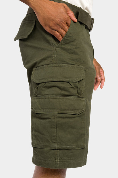 Essential Solid Relaxed Fit Chino Cargo Shorts