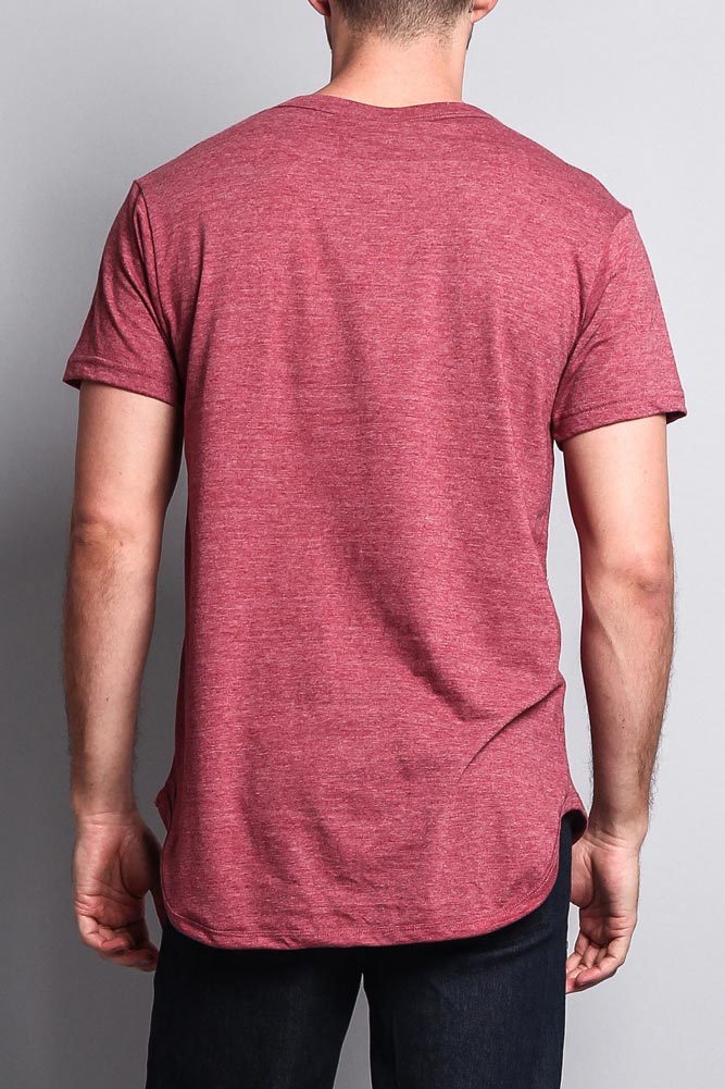 Solid Color Long Length Curved Hem T-Shirt