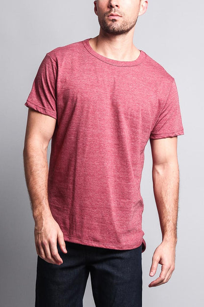 Solid Color Long Length Curved Hem T-Shirt