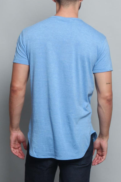 Solid Color Long Length Curved Hem T-Shirt