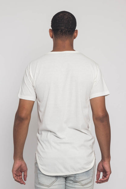 Solid Color Long Length Curved Hem T-Shirt