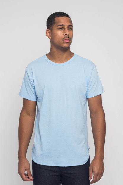 Solid Color Long Length Curved Hem T-Shirt