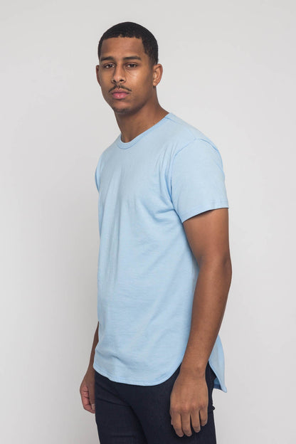 Solid Color Long Length Curved Hem T-Shirt