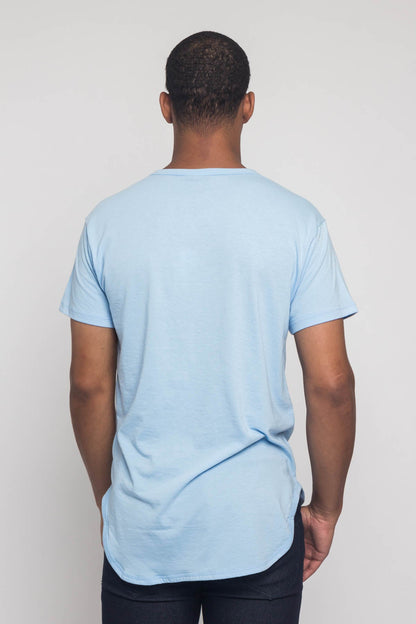 Solid Color Long Length Curved Hem T-Shirt