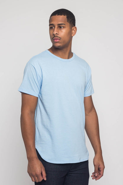 Solid Color Long Length Curved Hem T-Shirt