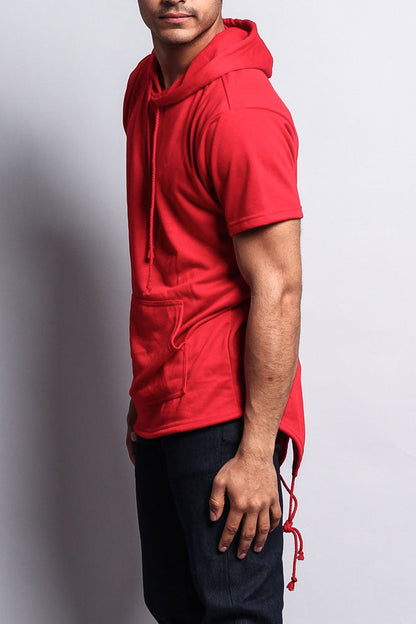 Long Length Short Sleeve Fishtail Pullover Hoodie