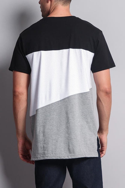 Colorblock Poly Suede Mesh T-Shirt