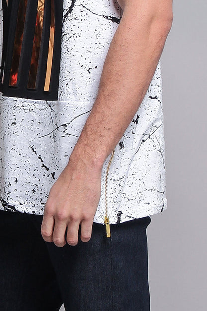 Metallic American Flag Marble Print T-Shirt