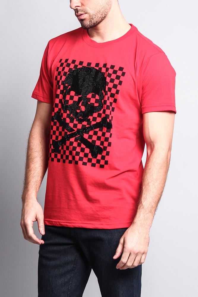 Men's Checkered Skull T Shirt