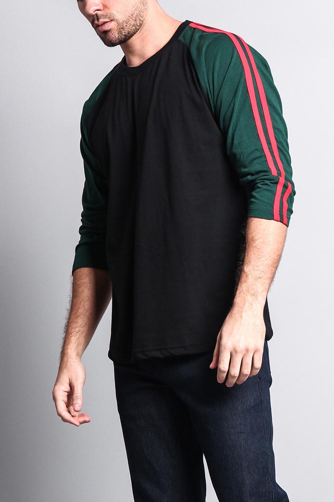 Men's Baseball T Shirt with Stripes