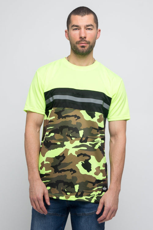 Neon Camo Reflective Stripe T- Shirt