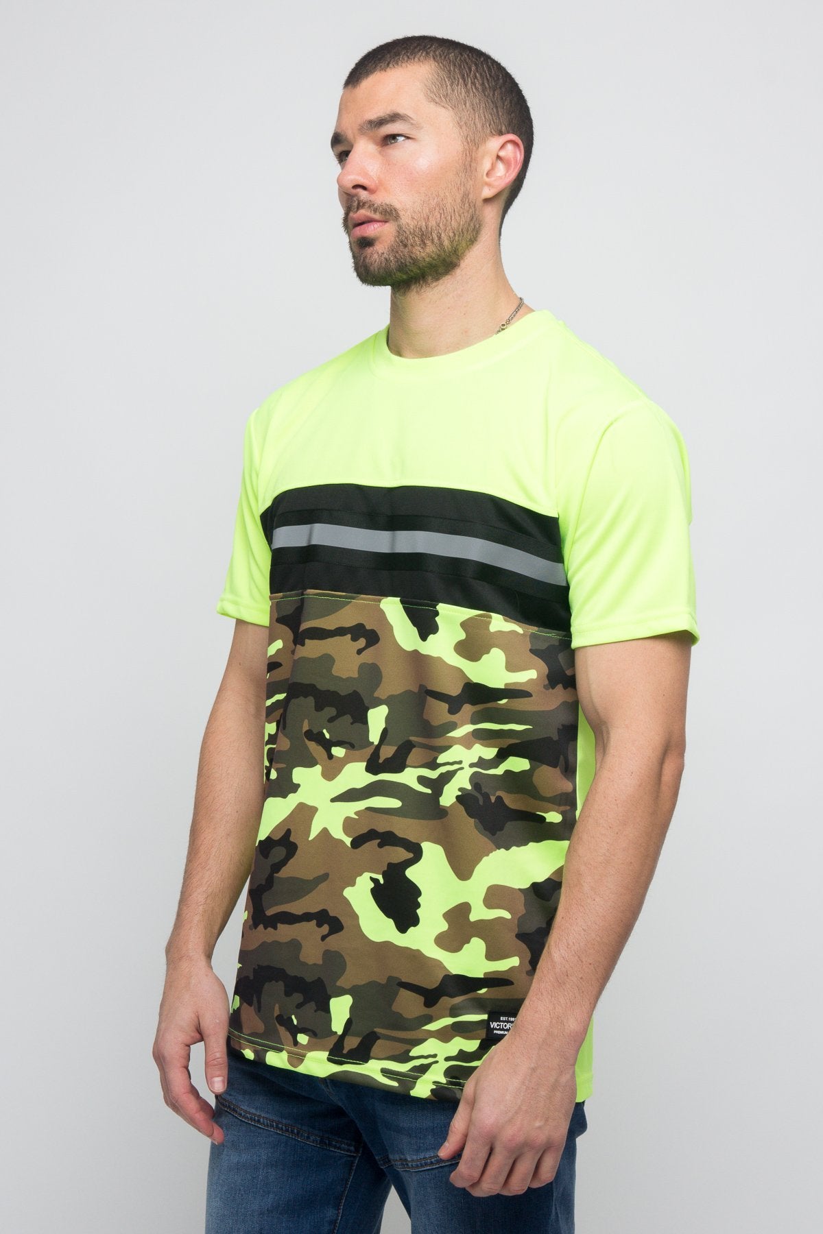 Neon Camo Reflective Stripe T- Shirt