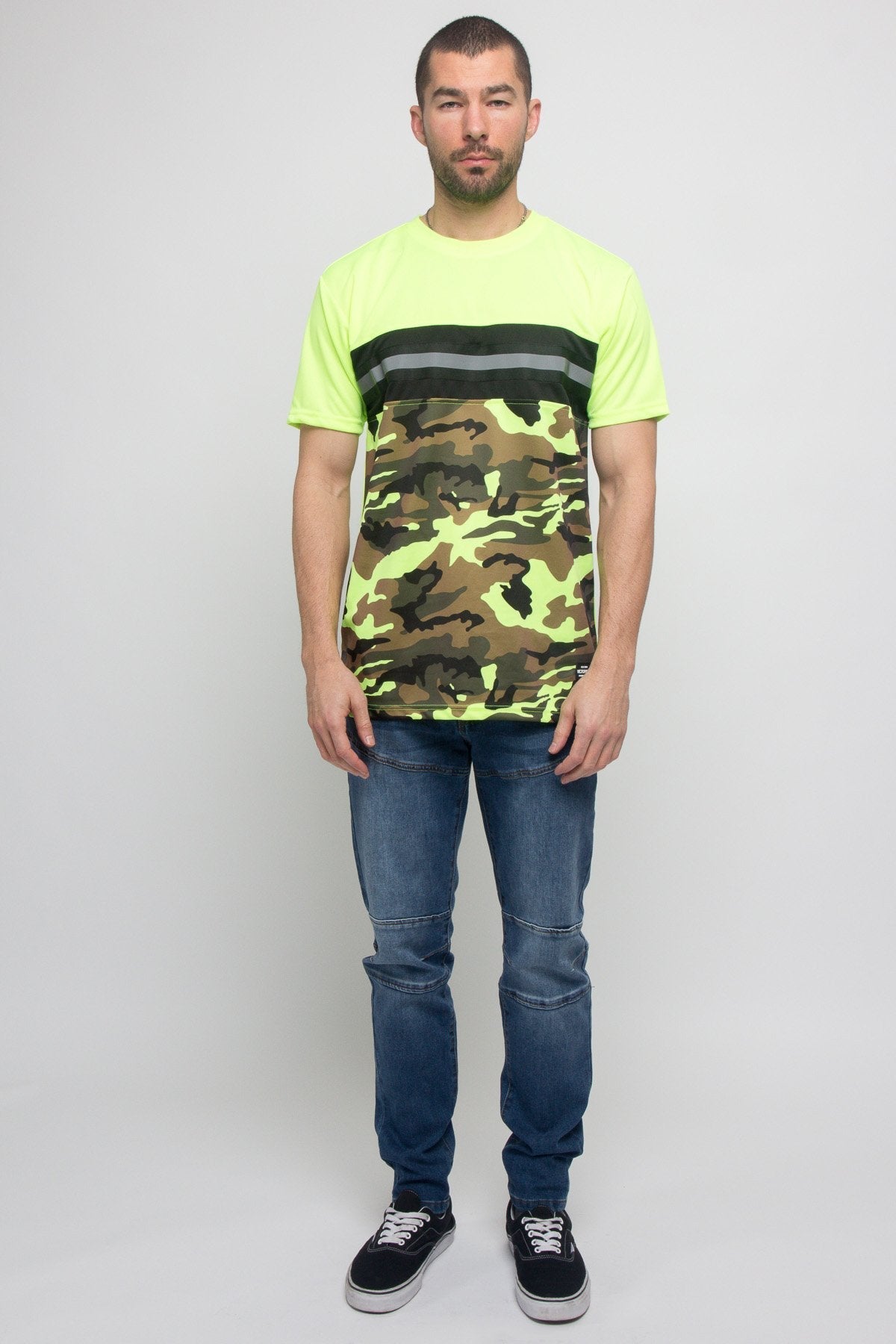 Neon Camo Reflective Stripe T- Shirt