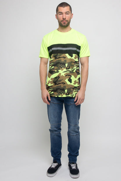 Neon Camo Reflective Stripe T- Shirt