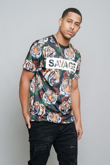3D Savage Tiger Print T-Shirt