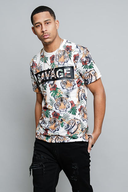 3D Savage Tiger Print T-Shirt