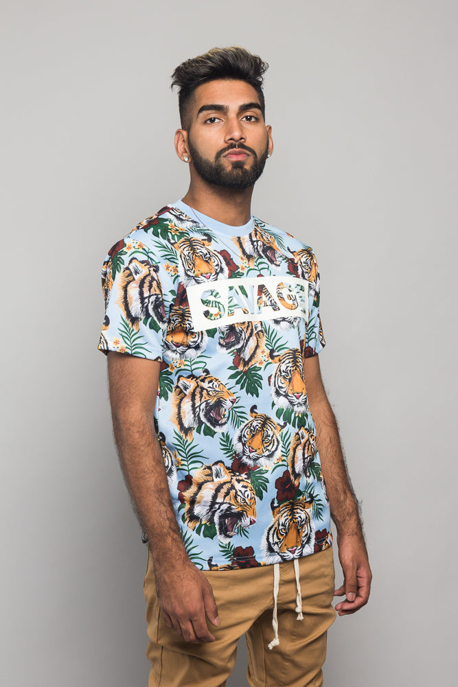 3D Savage Tiger Print T-Shirt