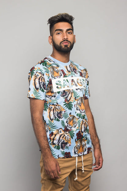 3D Savage Tiger Print T-Shirt