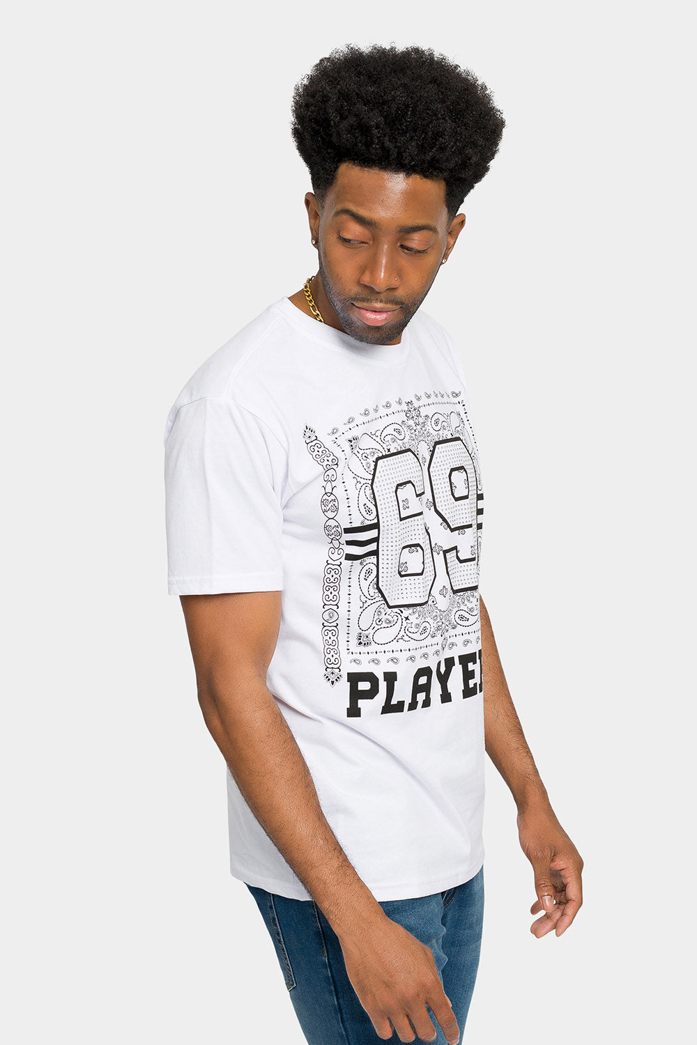 Rhinestone Studded 69 Playerz T-Shirt