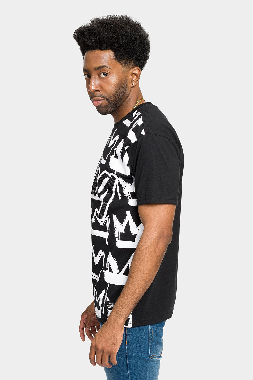 Rhinestone Studded Crowned King T-Shirt