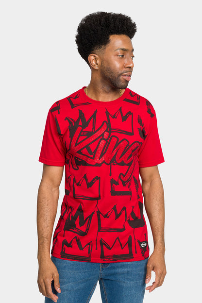 Rhinestone Studded Crowned King T-Shirt