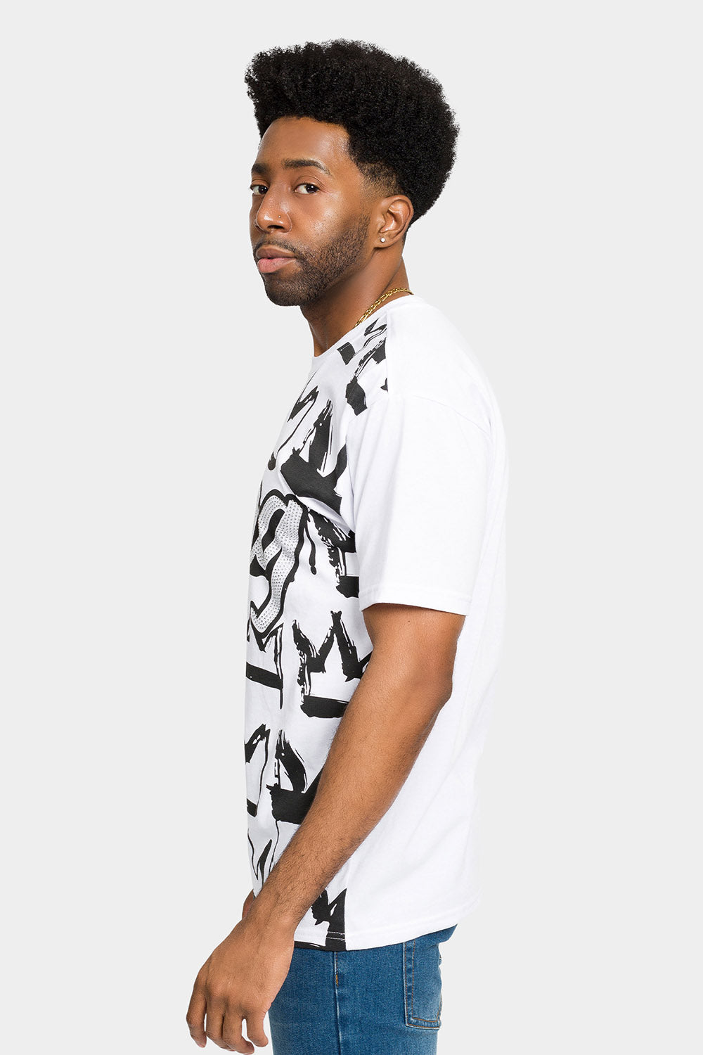 Rhinestone Studded Crowned King T-Shirt