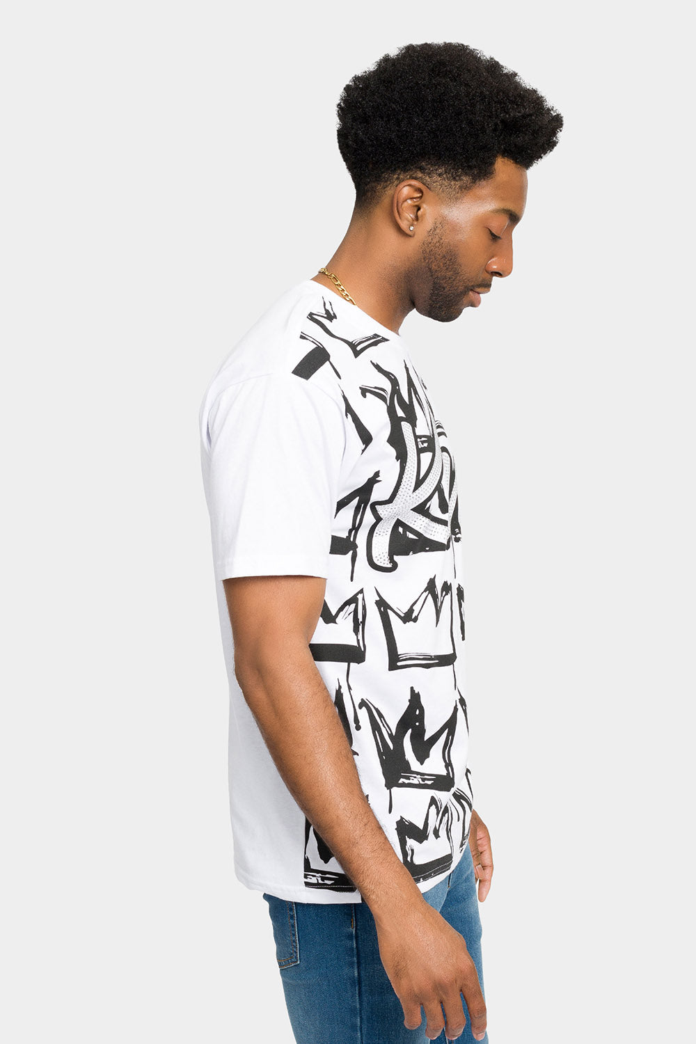 Rhinestone Studded Crowned King T-Shirt