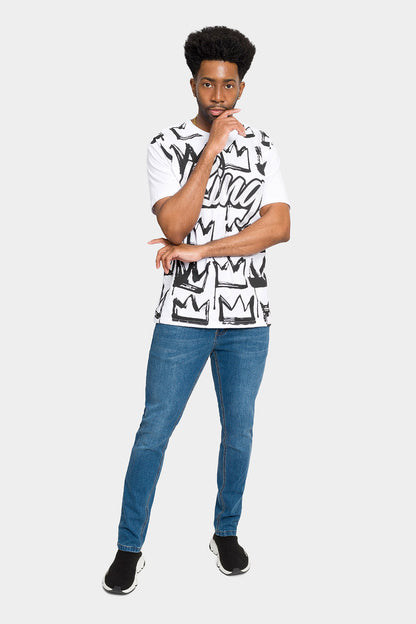 Rhinestone Studded Crowned King T-Shirt