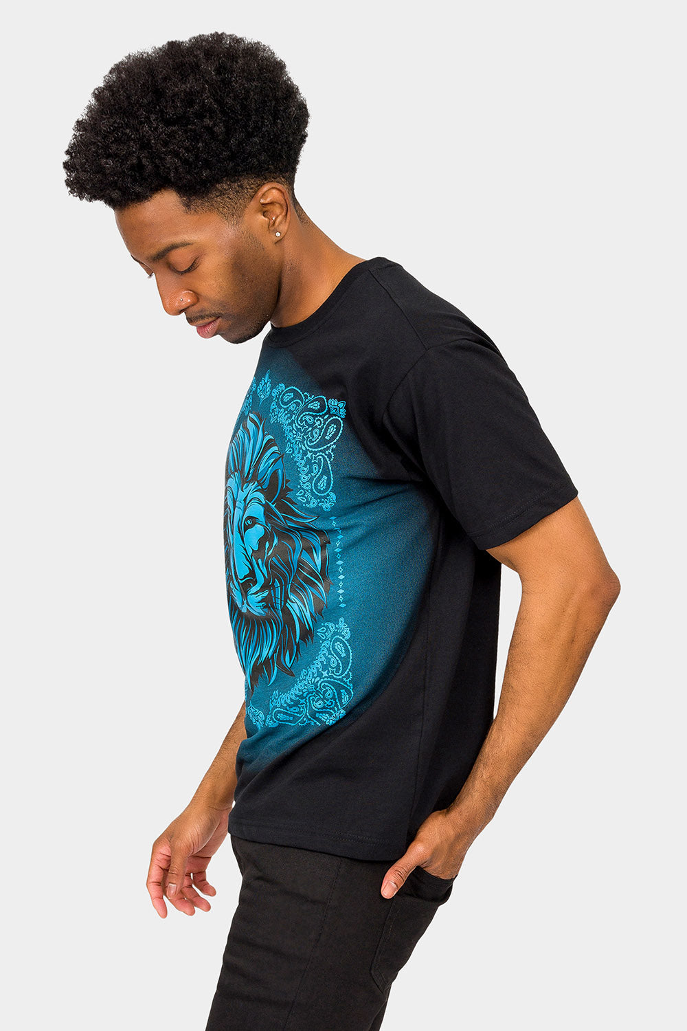Paisley Print Embossed Lion T-Shirt