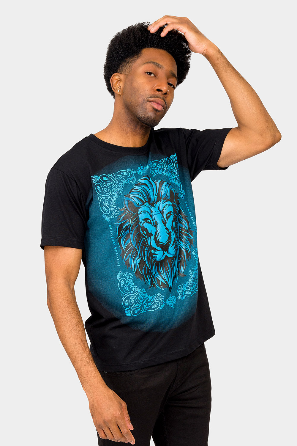 Paisley Print Embossed Lion T-Shirt