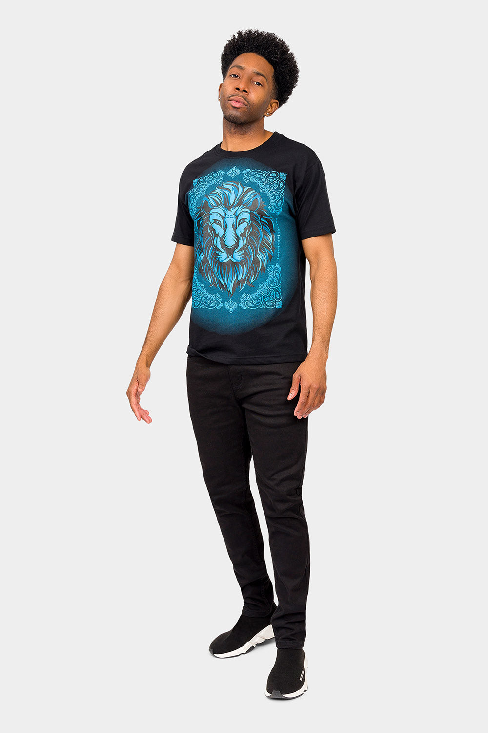 Paisley Print Embossed Lion T-Shirt