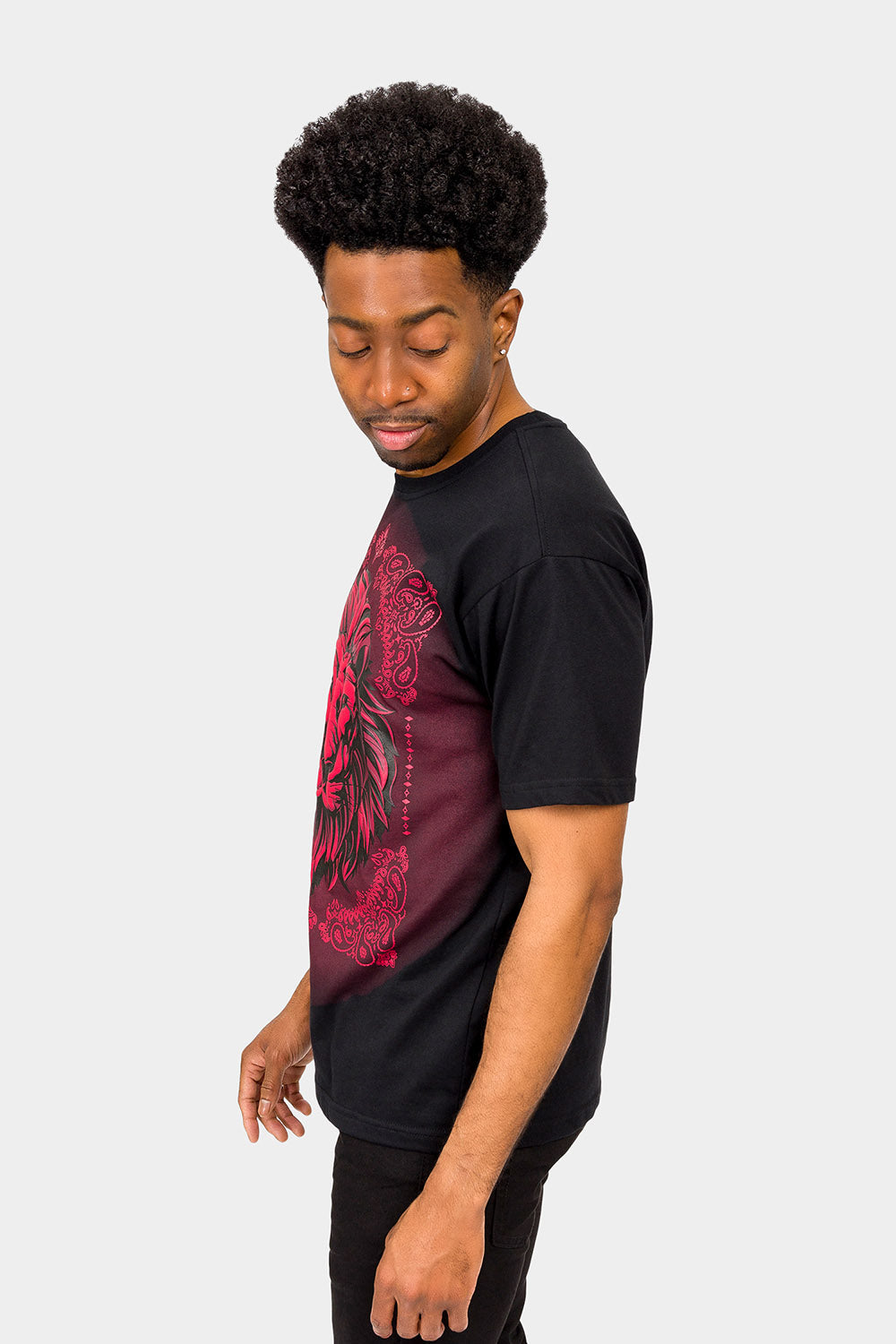 Paisley Print Embossed Lion T-Shirt
