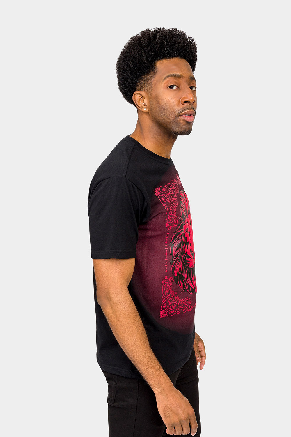 Paisley Print Embossed Lion T-Shirt